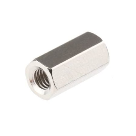 Hex Standoff, Female-Female, Brass, Nickel Plating, 8-32 inch Screw Size, 1/4 inch OD, 5/8 Body Length, (Pack of 50)